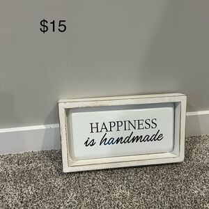 White and Black Handmade Happiness Sign